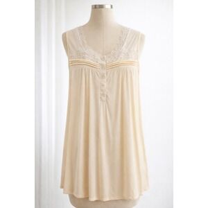 Liz & Lilli ‎ Nightgown Lace Trim Button Front Cream Yellow Size L Vottagecore